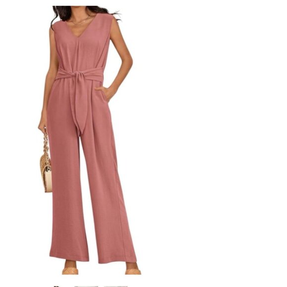 NWOT GAP Pink Sleeveless Jumpsuit with belt strap 0P - Picture 1 of 4